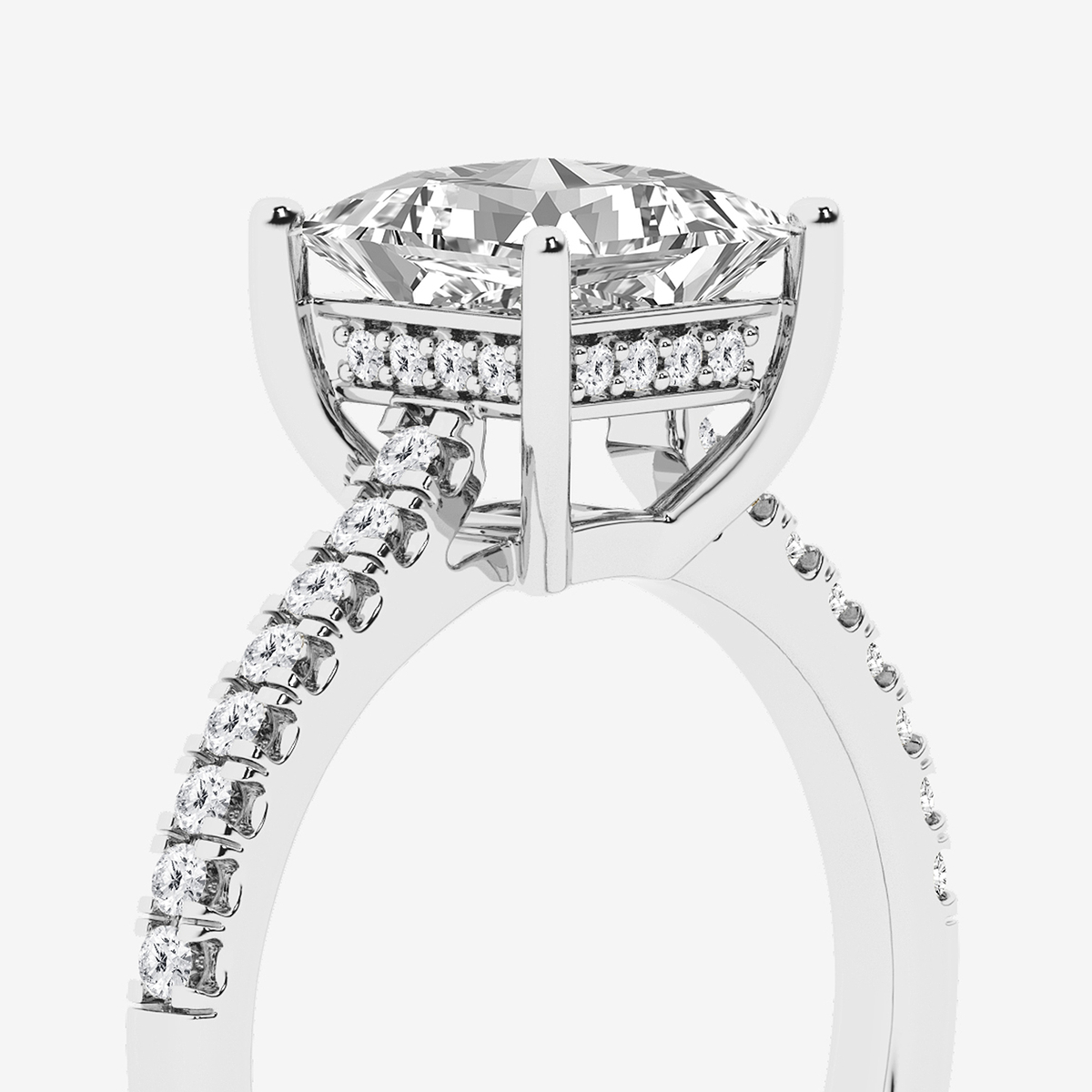Additional Image 2 for  2 1/4 ctw Princess Lab Grown Diamond Hidden Halo Engagement Ring