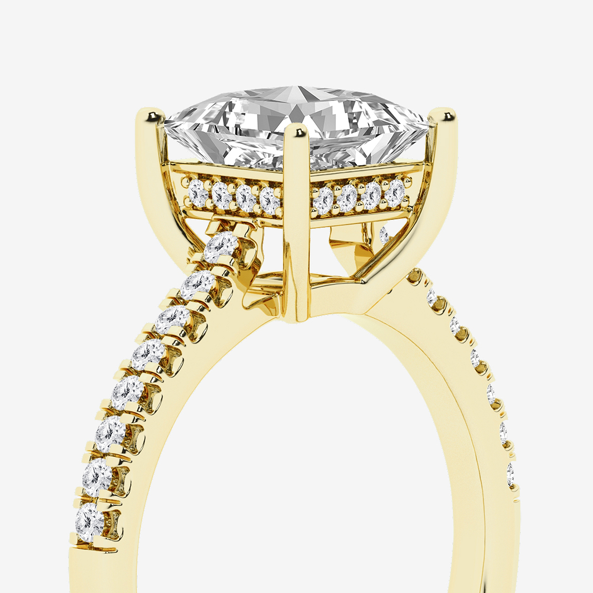 Additional Image 2 for  2 1/4 ctw Princess Lab Grown Diamond Hidden Halo Engagement Ring
