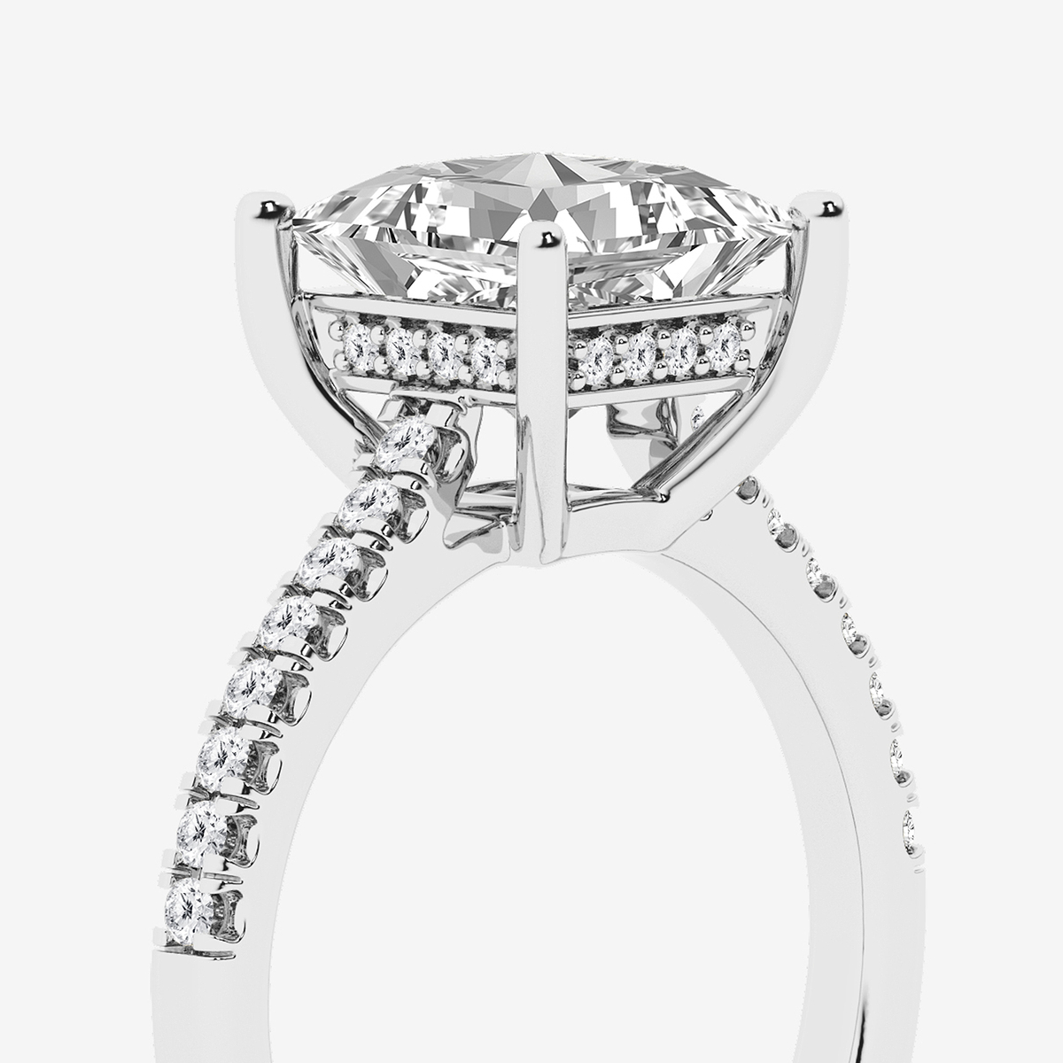 Additional Image 2 for  2 3/4 ctw Princess Lab Grown Diamond Hidden Halo Engagement Ring