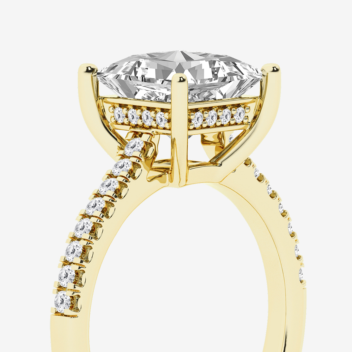 Additional Image 2 for  2 3/4 ctw Princess Lab Grown Diamond Hidden Halo Engagement Ring