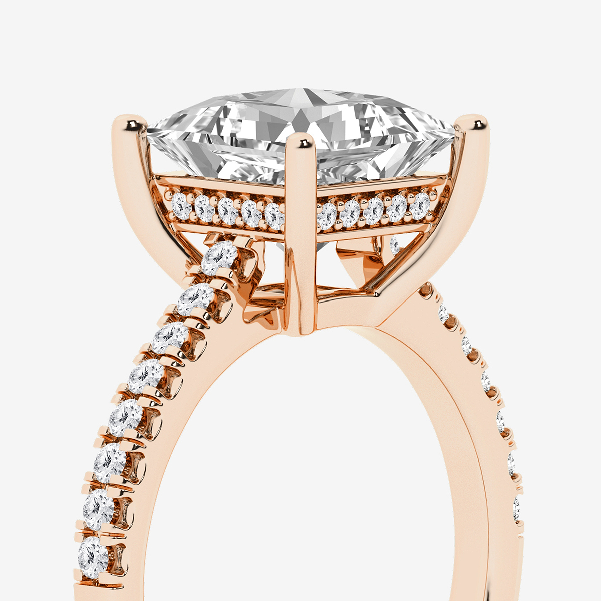 Additional Image 2 for  3 1/3 ctw Princess Lab Grown Diamond Hidden Halo Engagement Ring