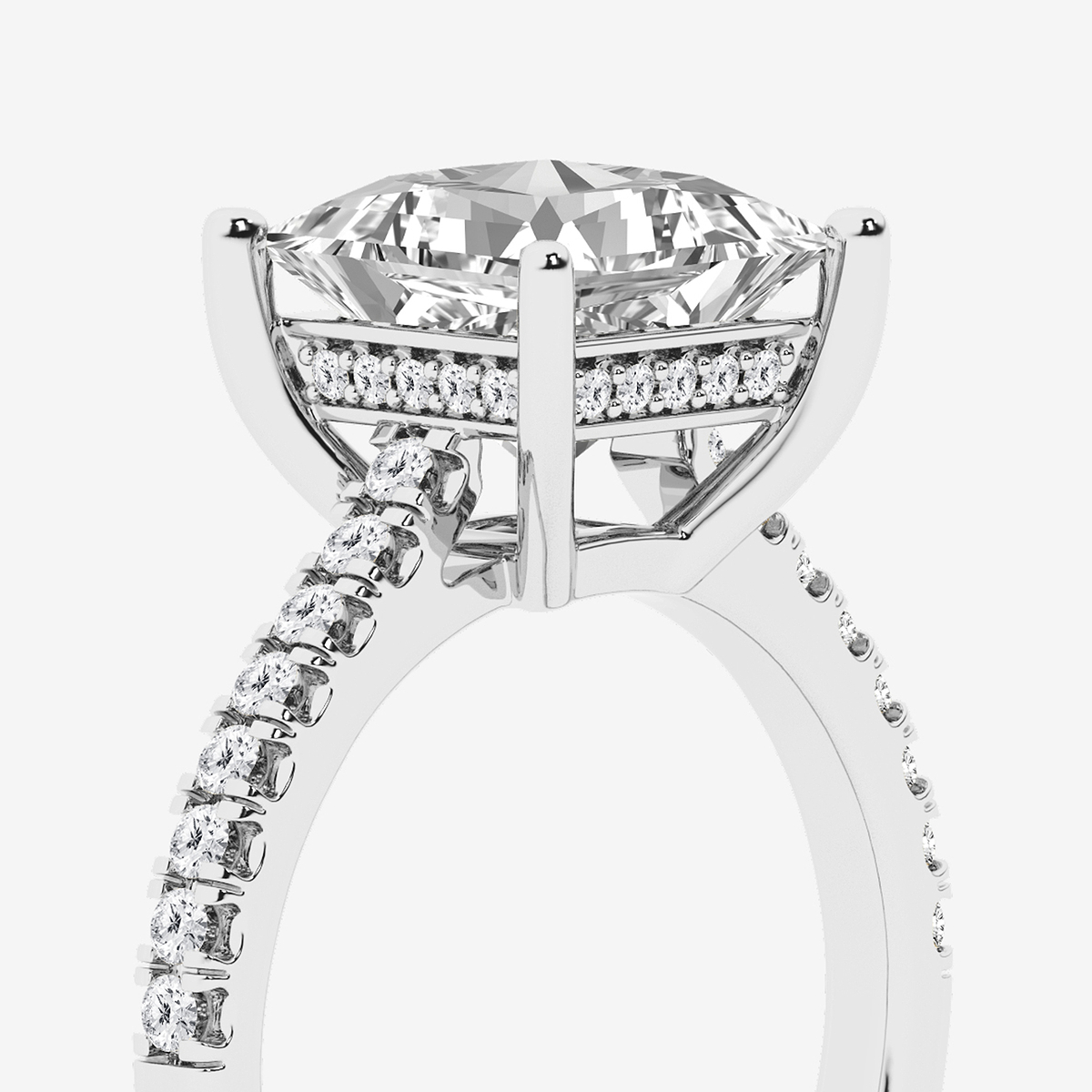 Additional Image 2 for  3 1/3 ctw Princess Lab Grown Diamond Hidden Halo Engagement Ring