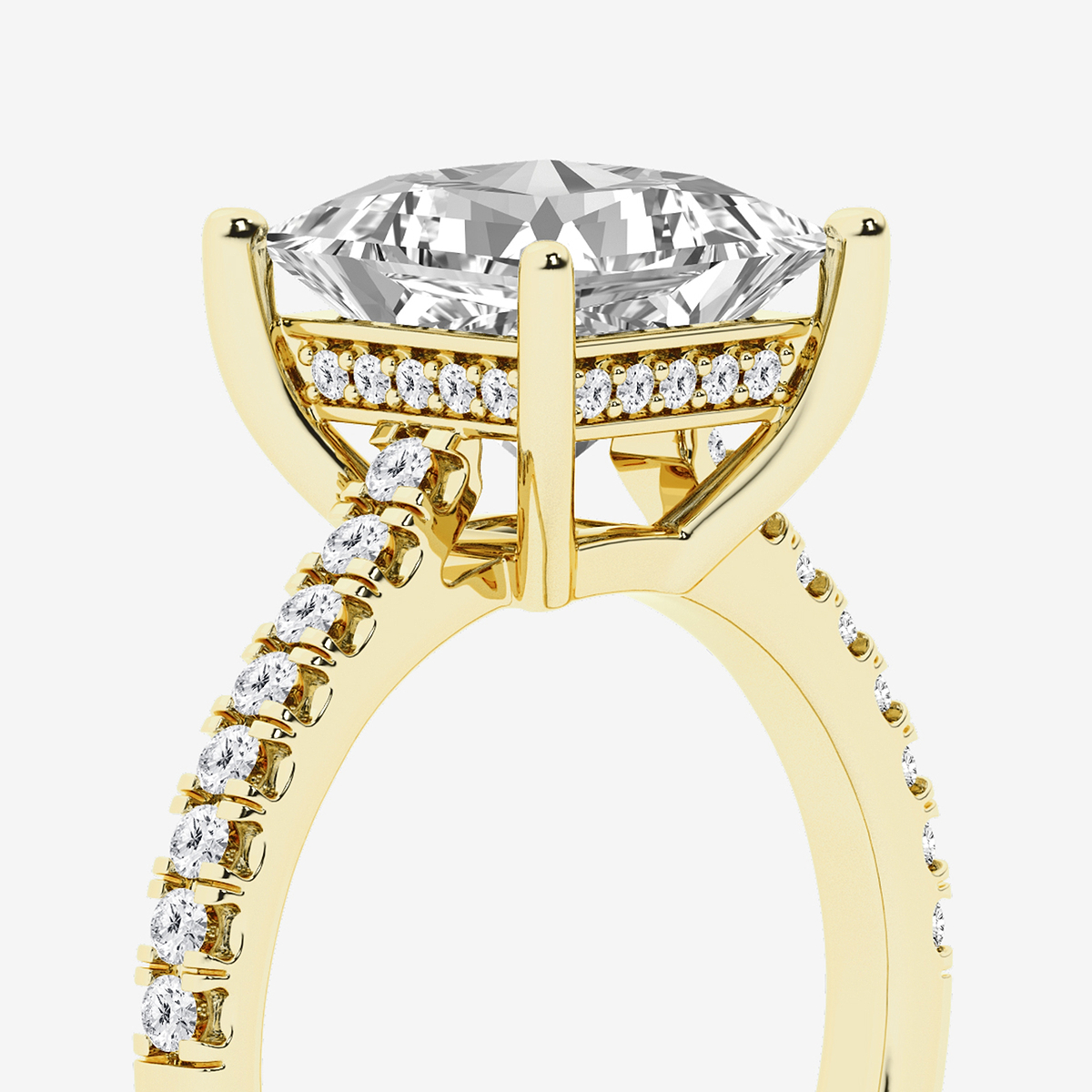 Additional Image 2 for  3 1/3 ctw Princess Lab Grown Diamond Hidden Halo Engagement Ring
