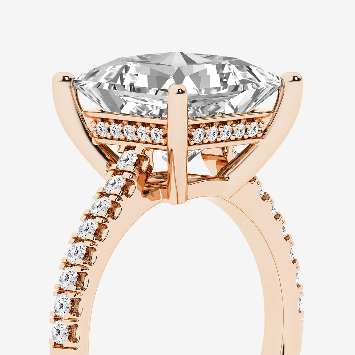 Additional Image 2 for  5 1/3 ctw Princess Lab Grown Diamond Hidden Halo Engagement Ring