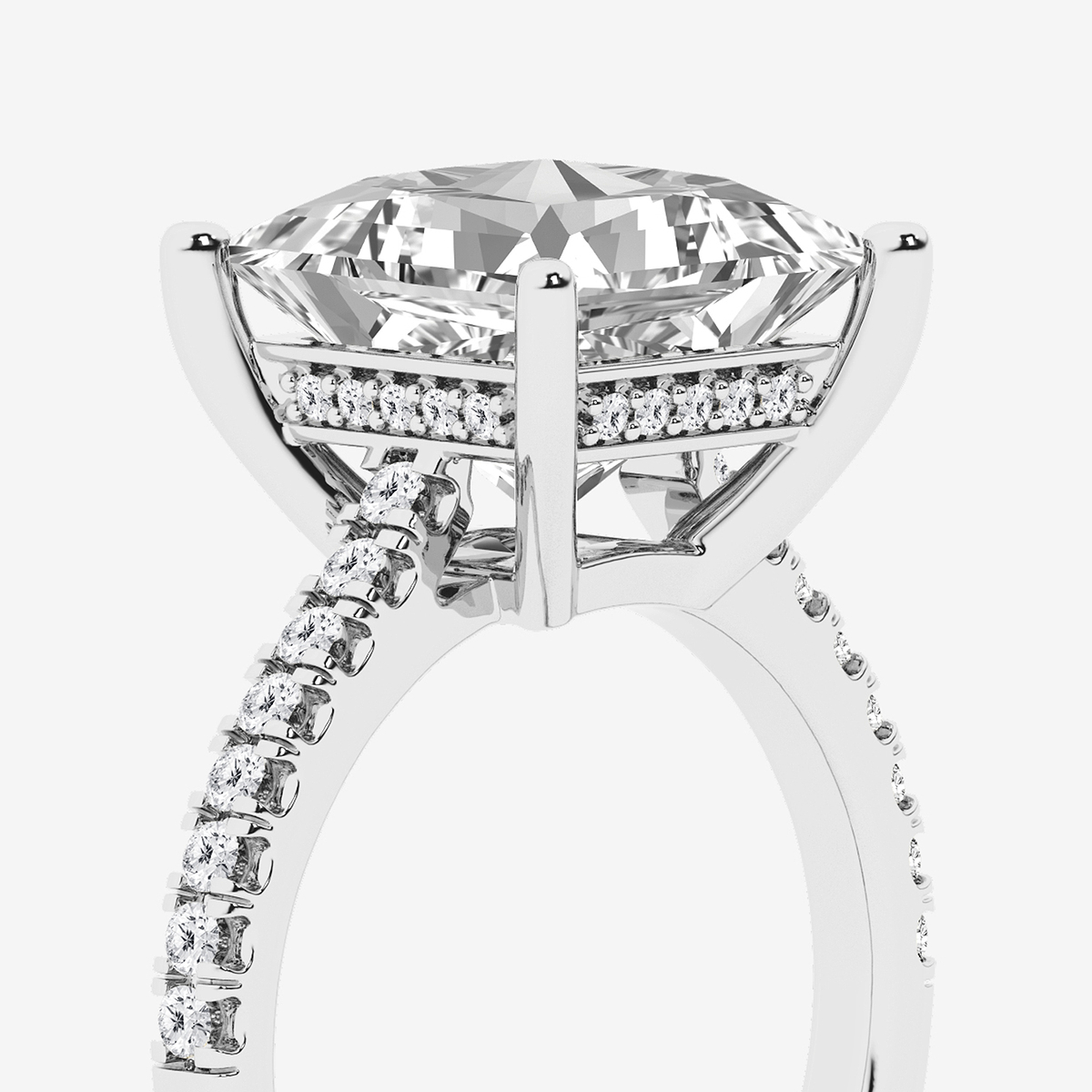 Additional Image 2 for  5 1/3 ctw Princess Lab Grown Diamond Hidden Halo Engagement Ring