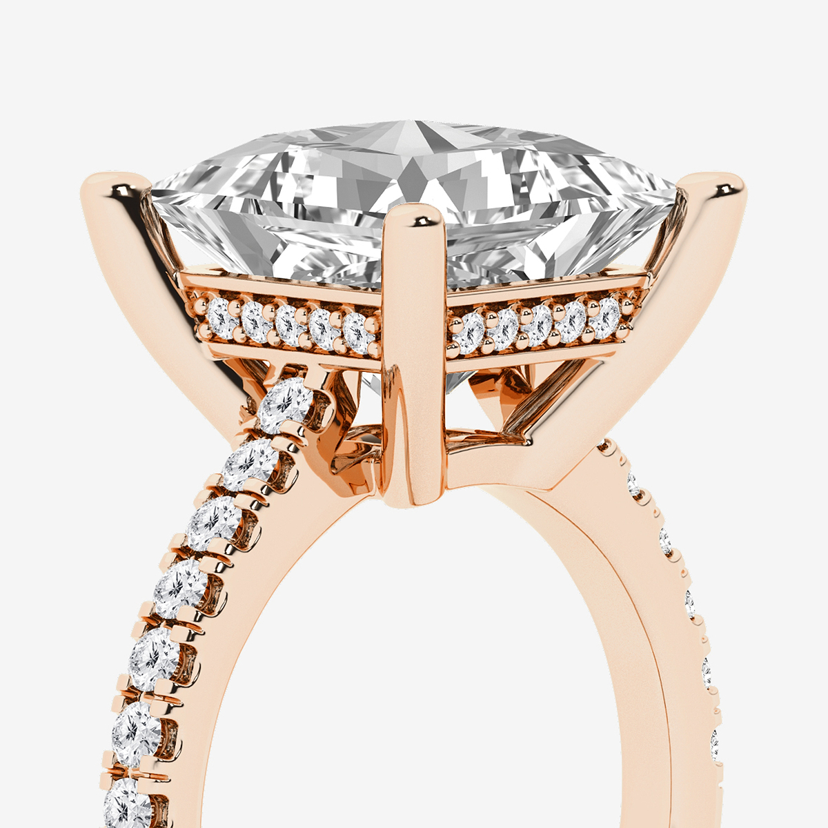 Additional Image 2 for  6 3/8 ctw Princess Lab Grown Diamond Hidden Halo Engagement Ring