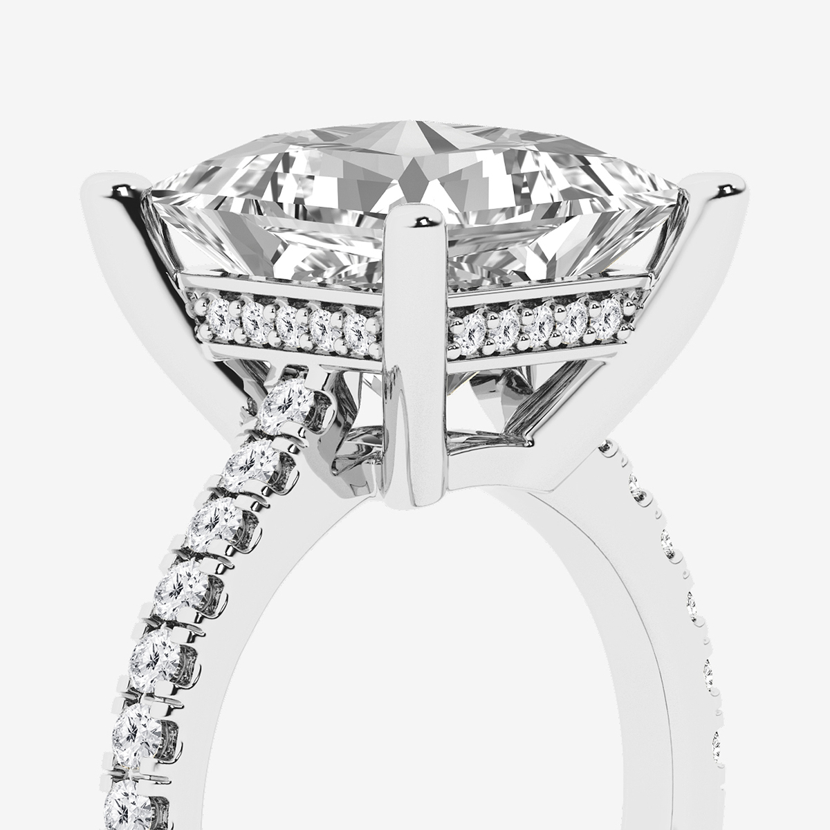 Additional Image 2 for  6 3/8 ctw Princess Lab Grown Diamond Hidden Halo Engagement Ring