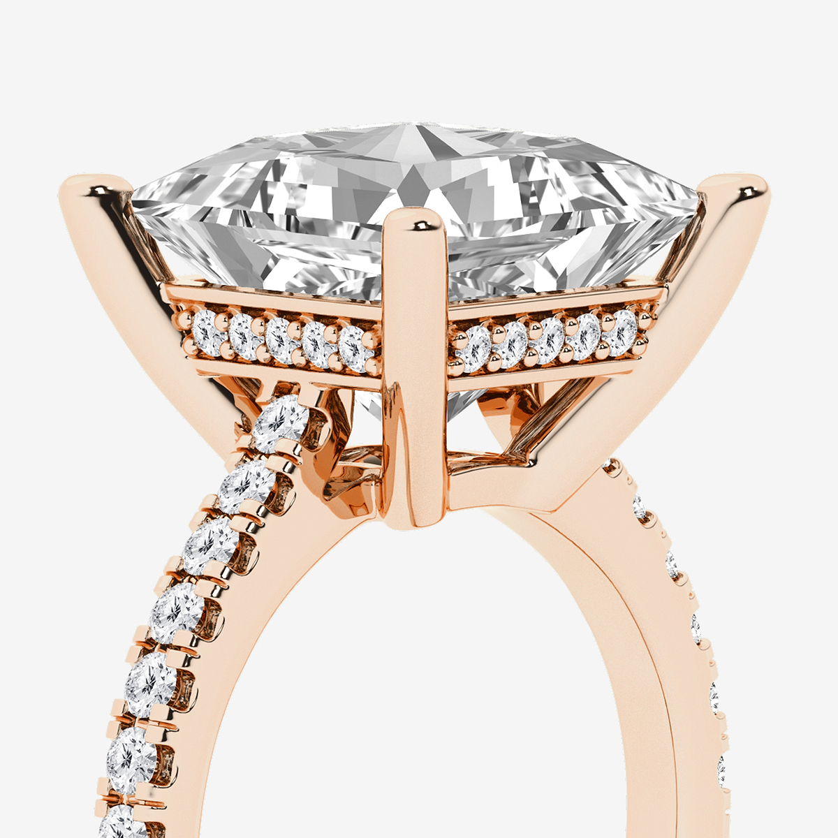 Additional Image 2 for  7 2/5 ctw Princess Lab Grown Diamond Hidden Halo Engagement Ring