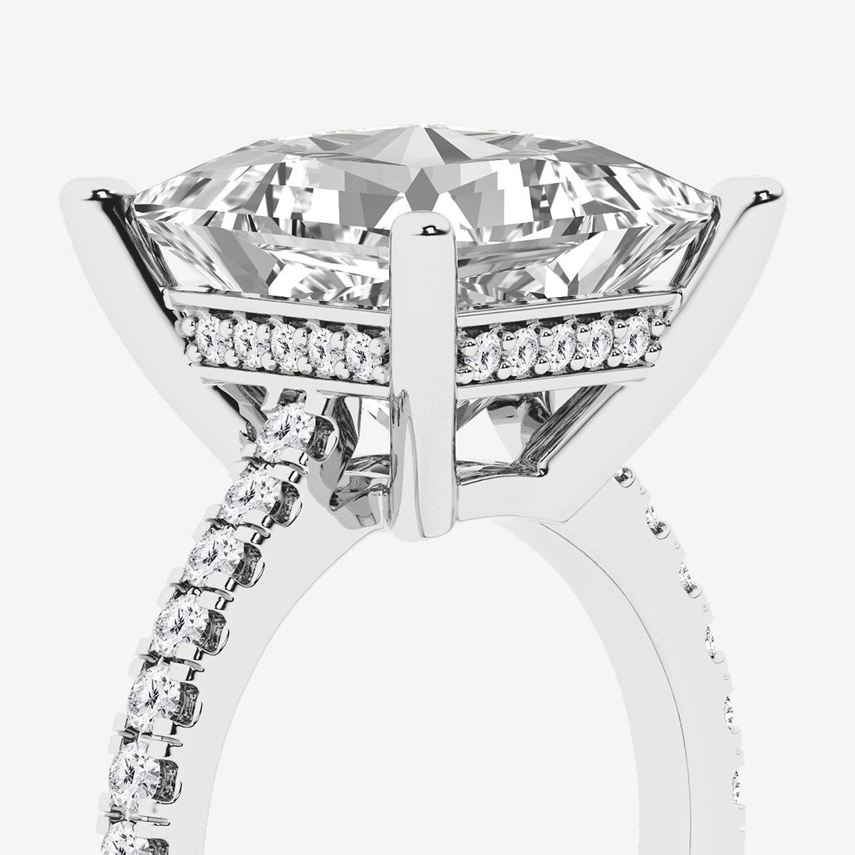Additional Image 2 for  7 2/5 ctw Princess Lab Grown Diamond Hidden Halo Engagement Ring