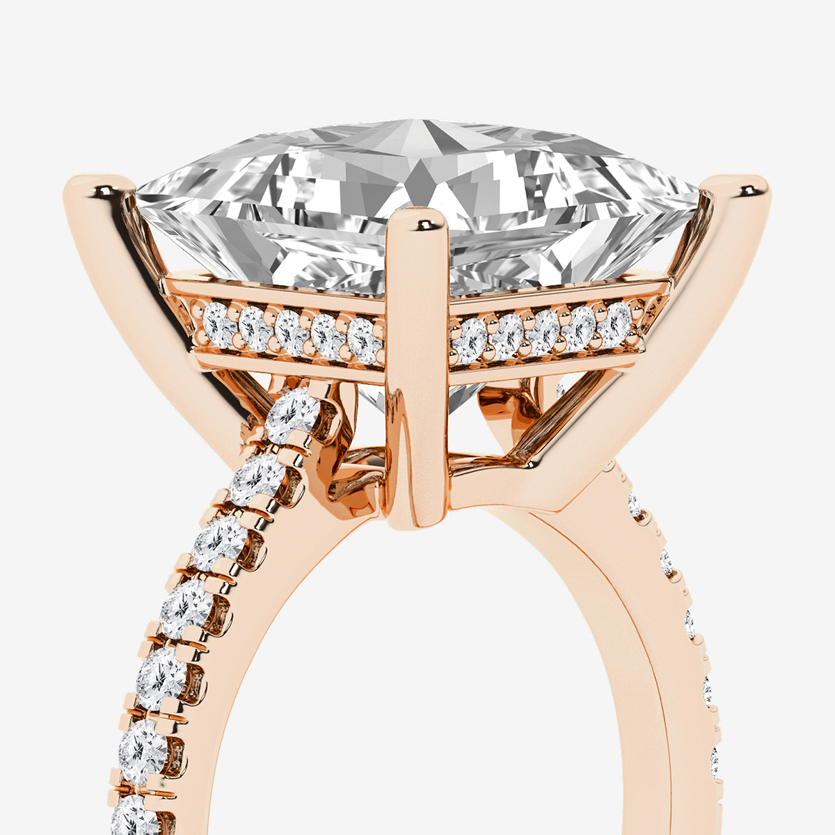 Additional Image 2 for  8 2/5 ctw Princess Lab Grown Diamond Hidden Halo Engagement Ring