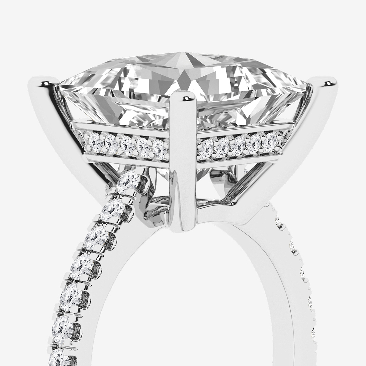 Additional Image 2 for  8 2/5 ctw Princess Lab Grown Diamond Hidden Halo Engagement Ring