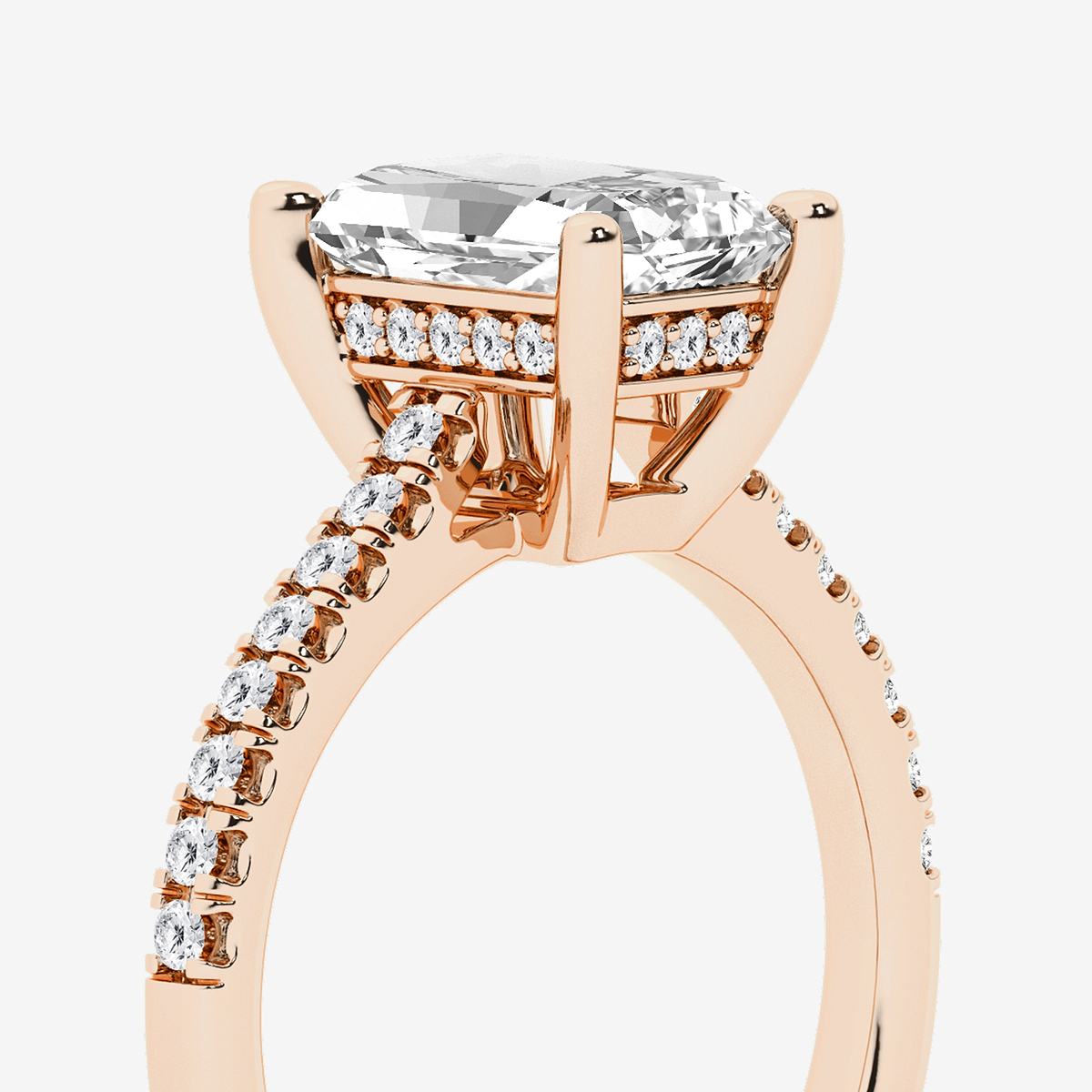 Additional Image 2 for  2 1/4 ctw Radiant Lab Grown Diamond Hidden Halo Engagement Ring