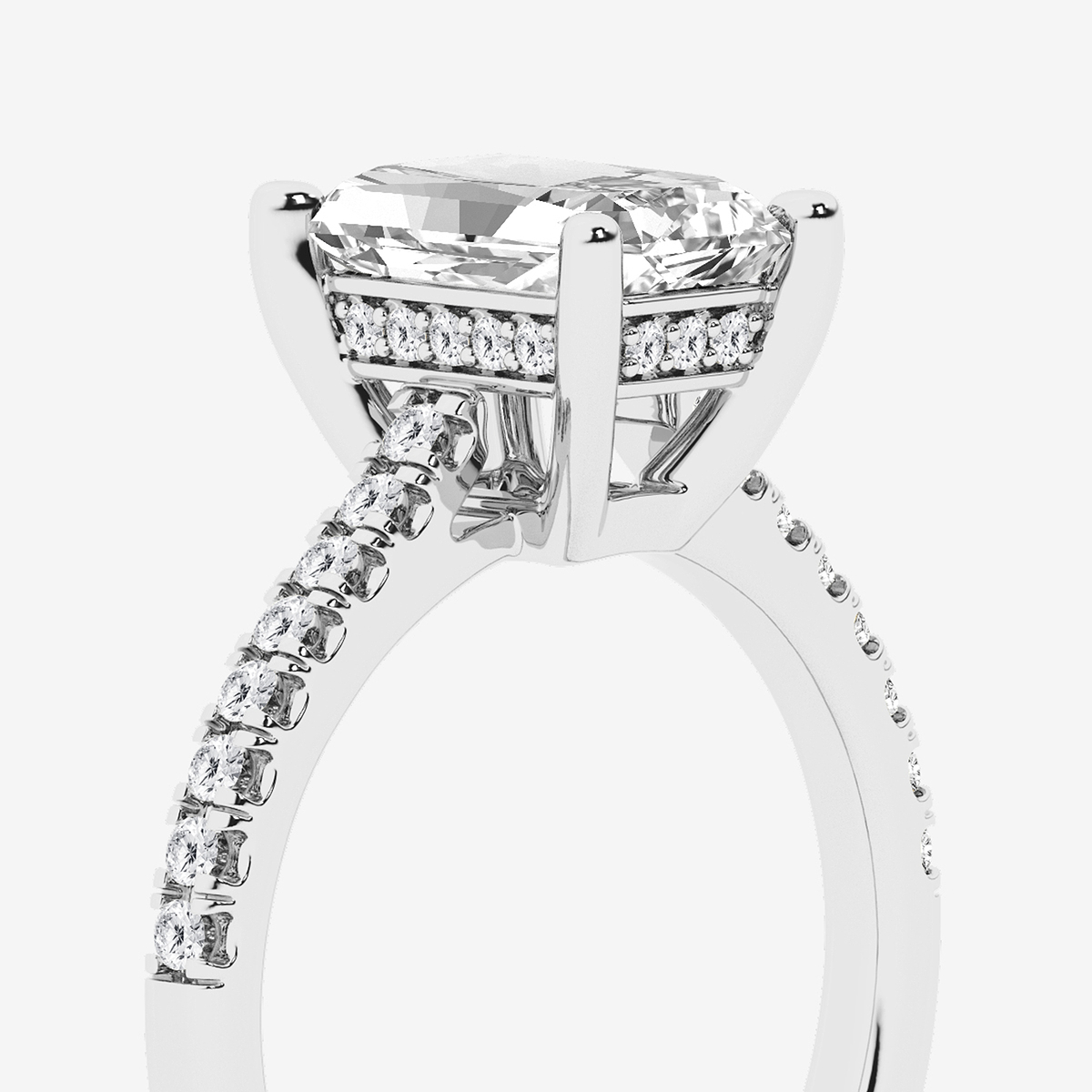 Additional Image 2 for  2 1/4 ctw Radiant Lab Grown Diamond Hidden Halo Engagement Ring