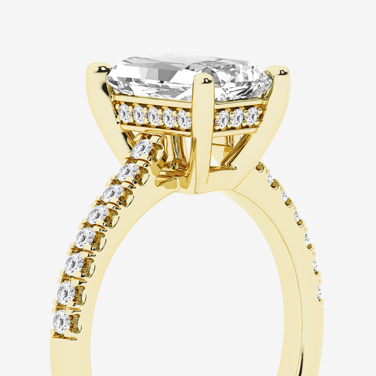 Additional Image 2 for  2 1/4 ctw Radiant Lab Grown Diamond Hidden Halo Engagement Ring