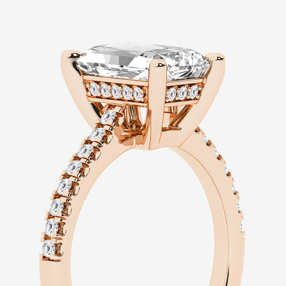 Additional Image 2 for  2 3/4 ctw Radiant Lab Grown Diamond Hidden Halo Engagement Ring