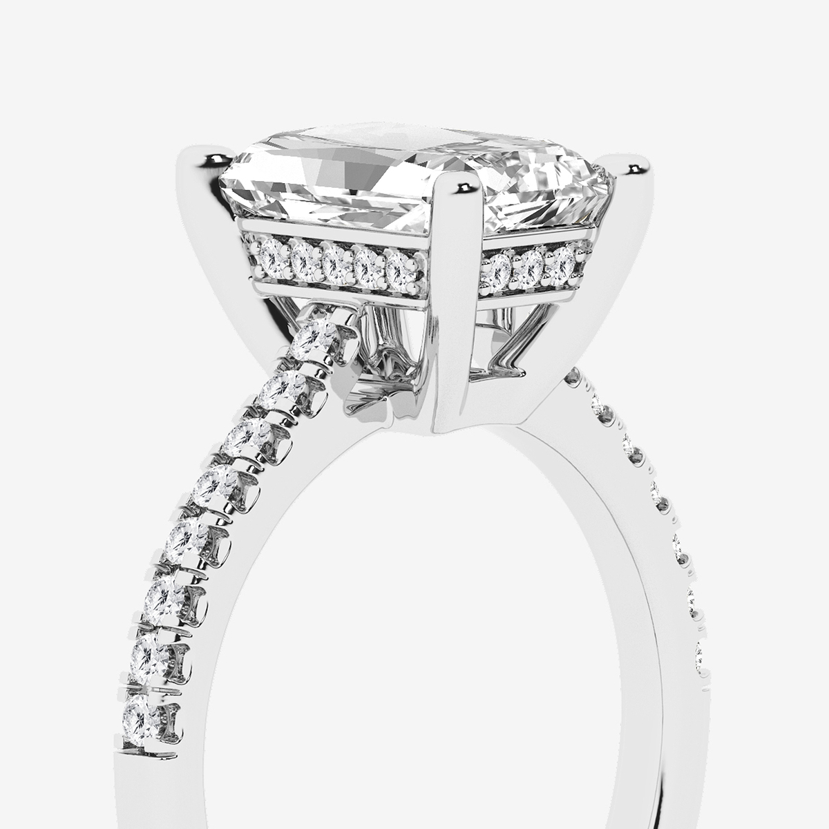 Additional Image 2 for  2 3/4 ctw Radiant Lab Grown Diamond Hidden Halo Engagement Ring