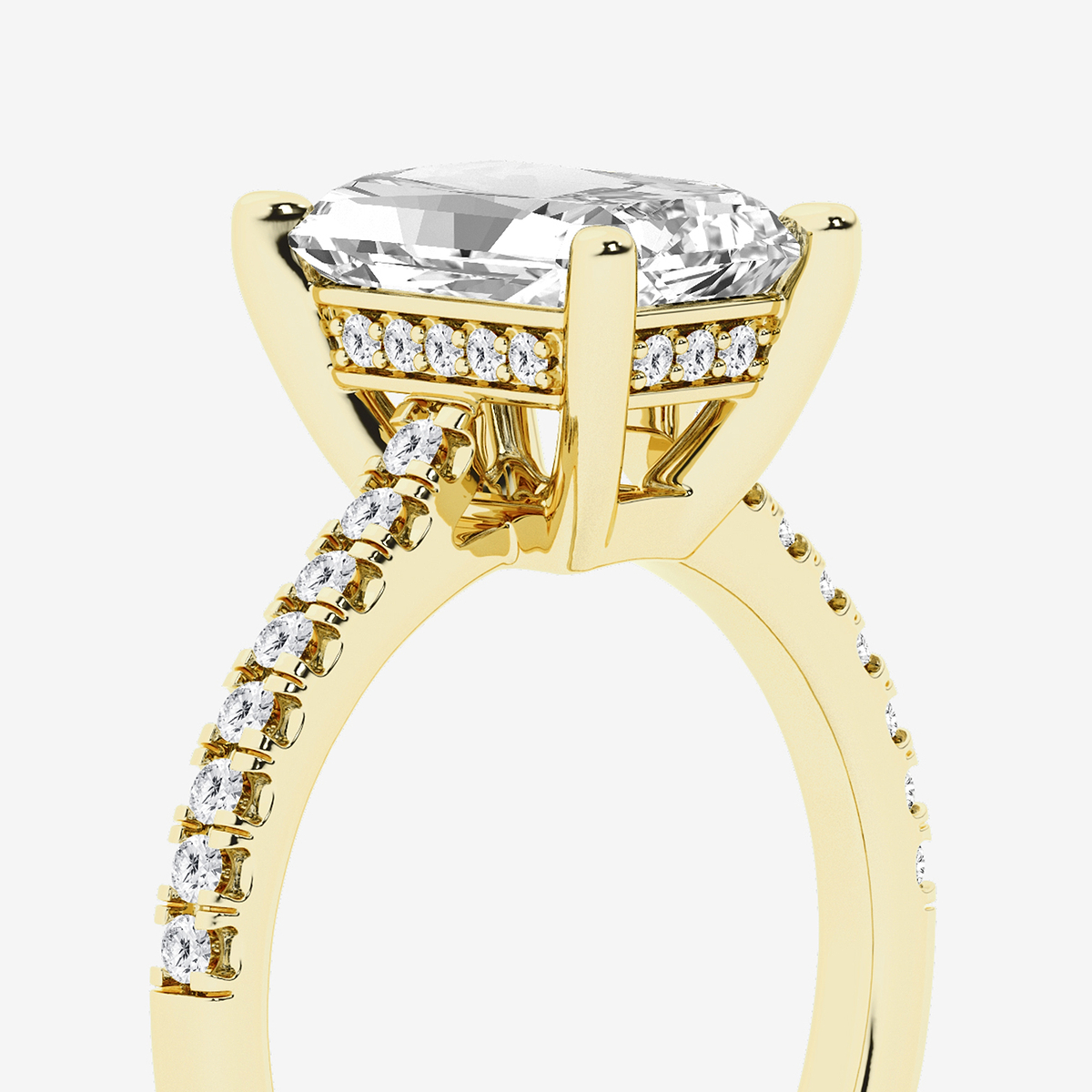 Additional Image 2 for  2 3/4 ctw Radiant Lab Grown Diamond Hidden Halo Engagement Ring
