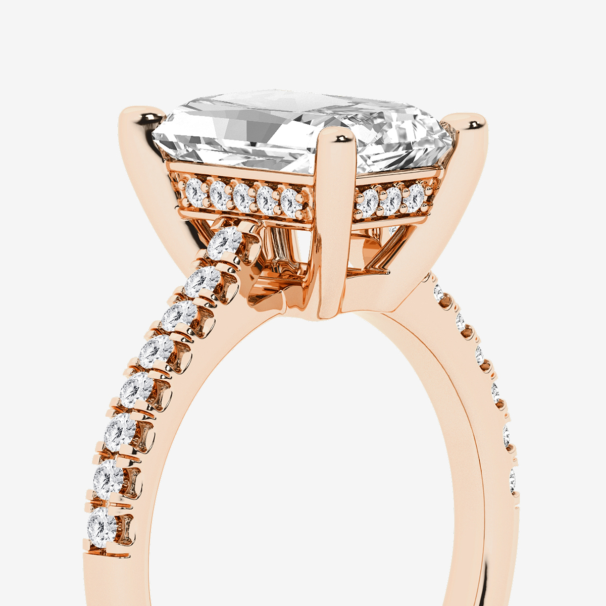 Additional Image 2 for  3 1/3 ctw Radiant Lab Grown Diamond Hidden Halo Engagement Ring