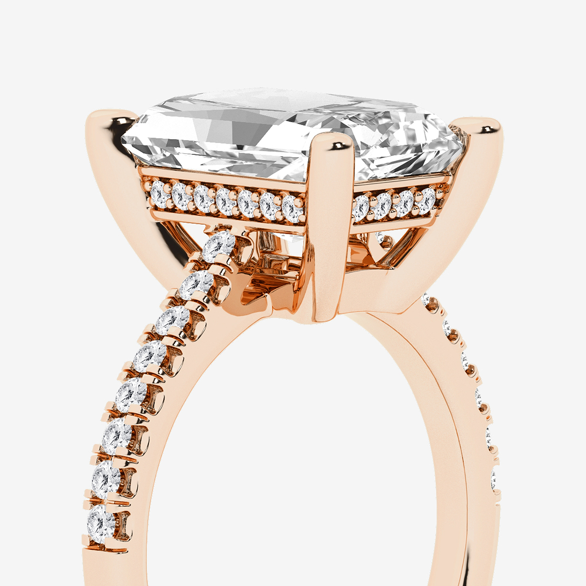 Additional Image 2 for  5 1/3 ctw Radiant Lab Grown Diamond Hidden Halo Engagement Ring