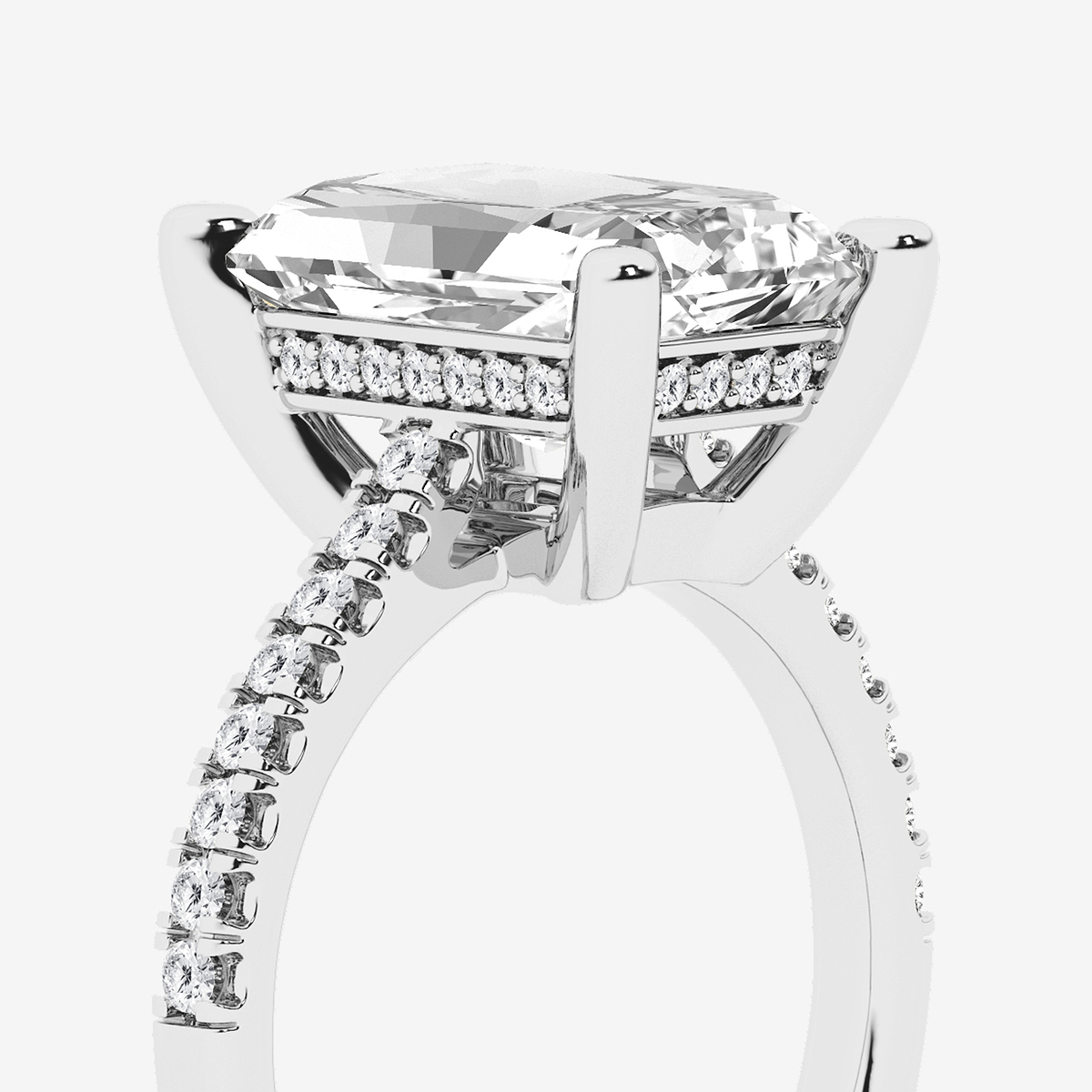 Additional Image 2 for  5 1/3 ctw Radiant Lab Grown Diamond Hidden Halo Engagement Ring