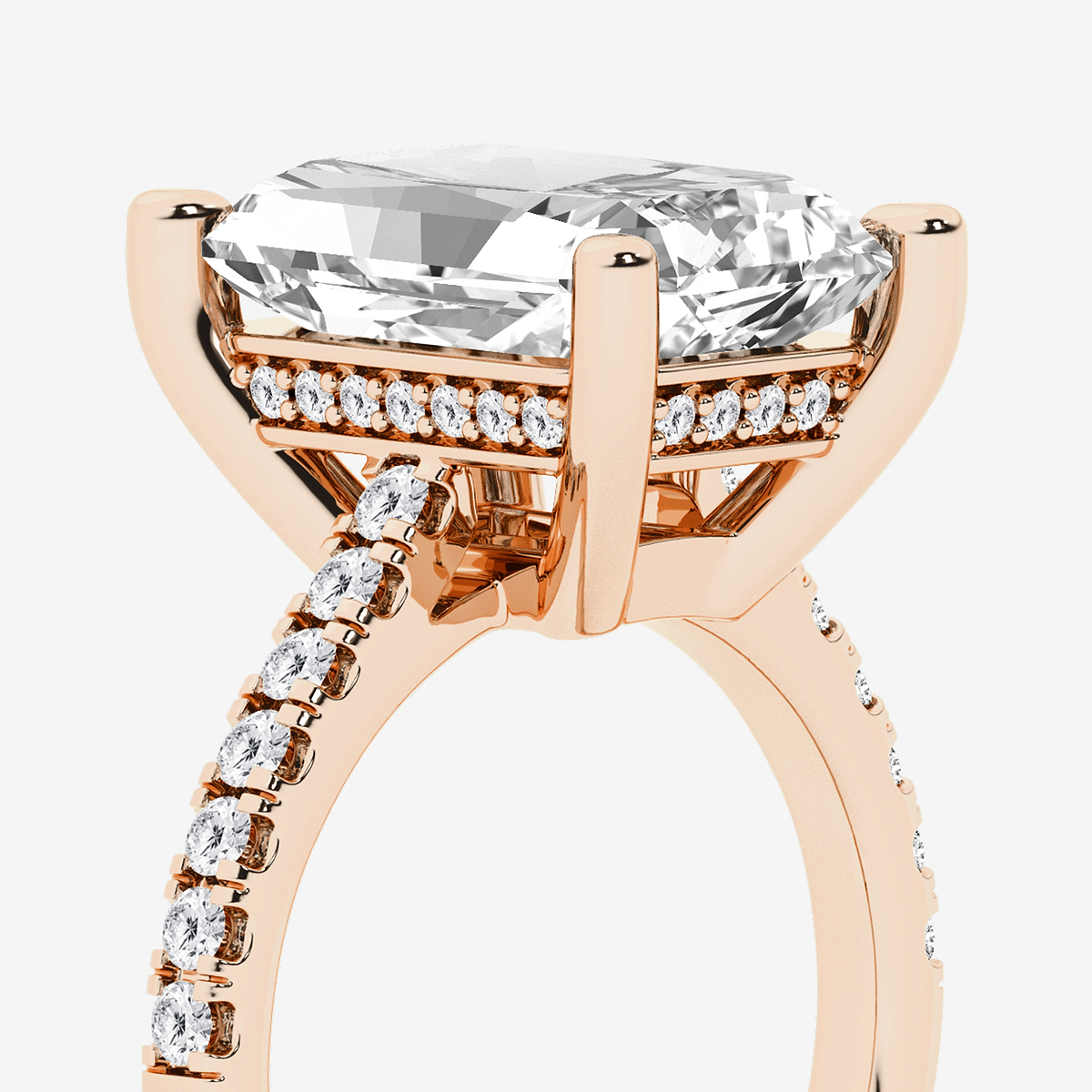 Additional Image 2 for  6 3/8 ctw Radiant Lab Grown Diamond Hidden Halo Engagement Ring