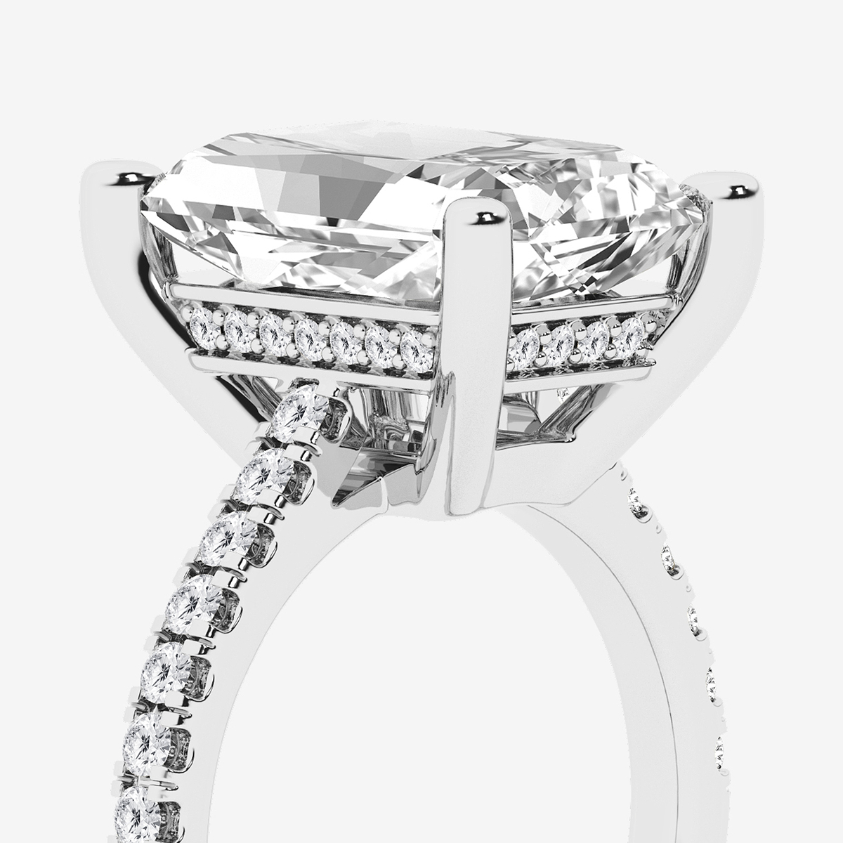 Additional Image 2 for  7 2/5 ctw Radiant Lab Grown Diamond Hidden Halo Engagement Ring