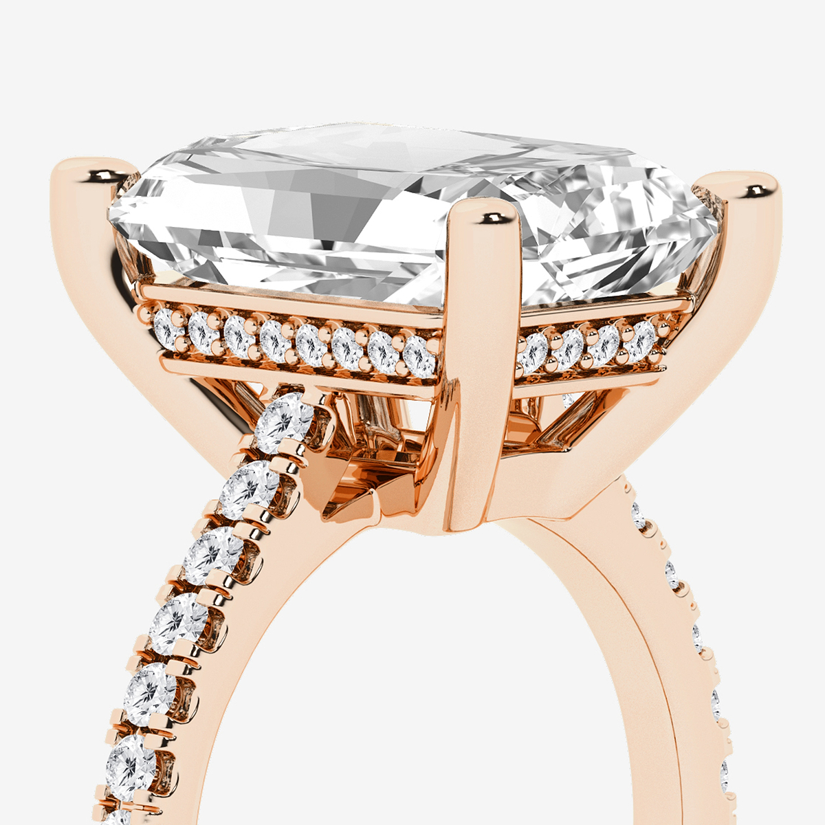 Additional Image 2 for  8 2/5 ctw Radiant Lab Grown Diamond Hidden Halo Engagement Ring