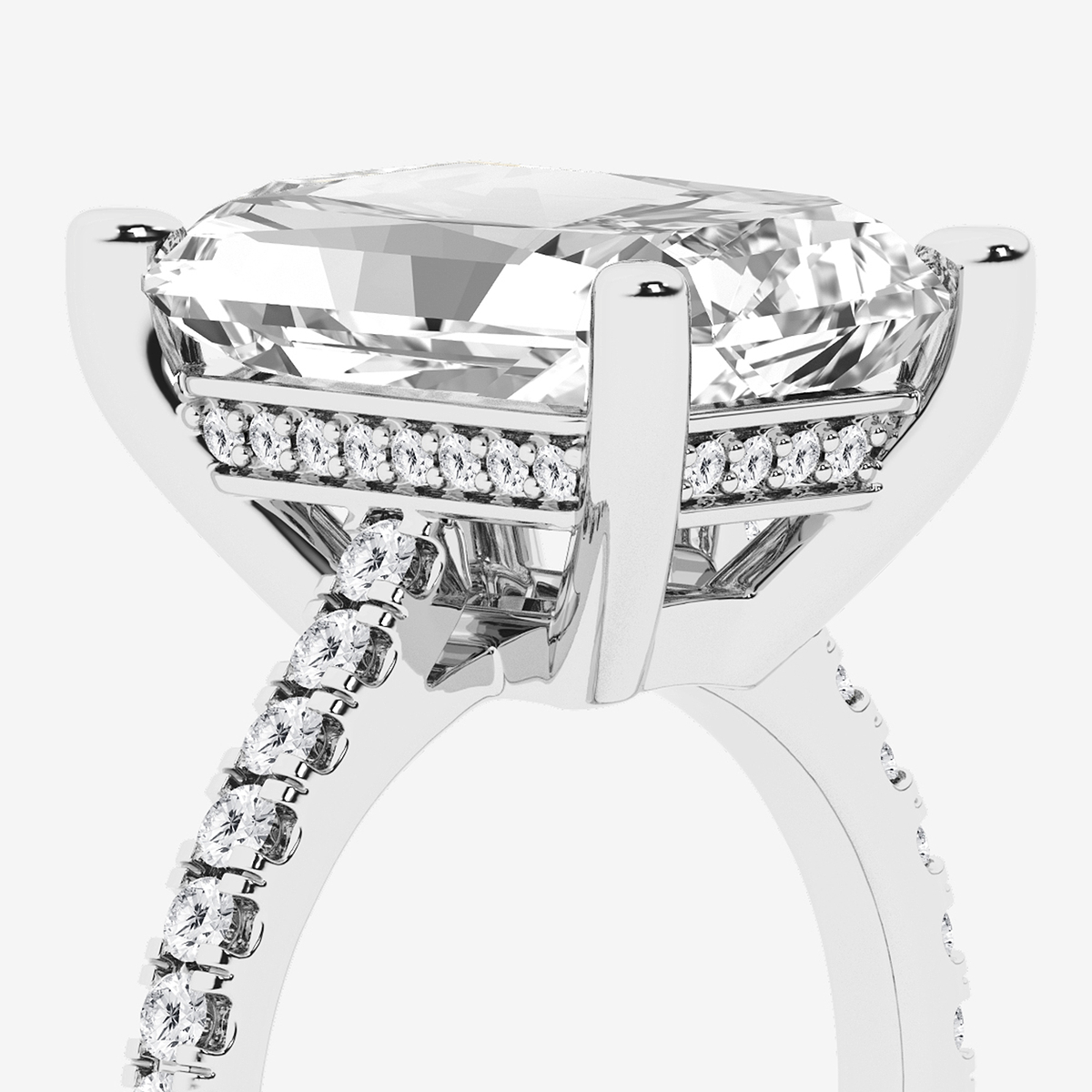 Additional Image 2 for  8 2/5 ctw Radiant Lab Grown Diamond Hidden Halo Engagement Ring