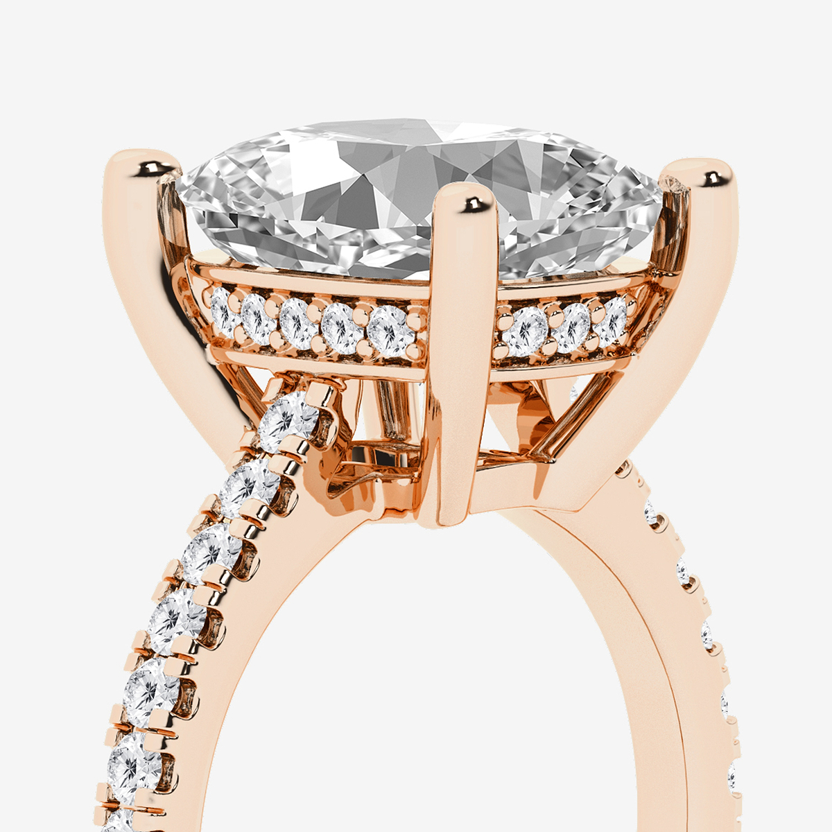 Additional Image 2 for  6 3/8 ctw Elongated Cushion Lab Grown Diamond Hidden Halo Engagement Ring
