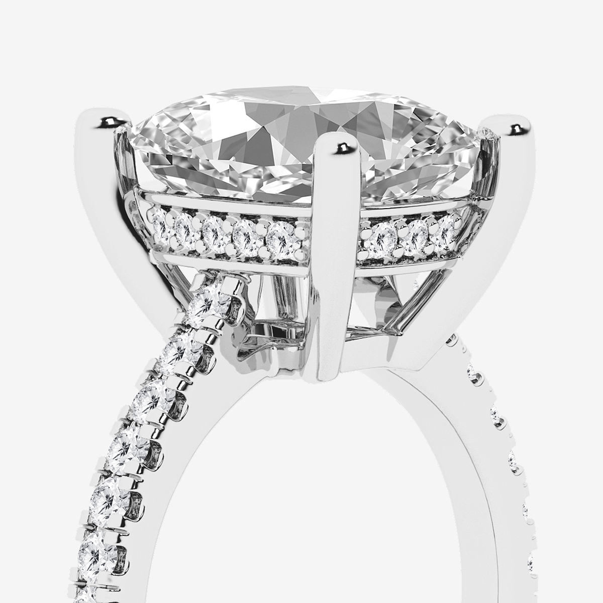Additional Image 2 for  6 3/8 ctw Elongated Cushion Lab Grown Diamond Hidden Halo Engagement Ring