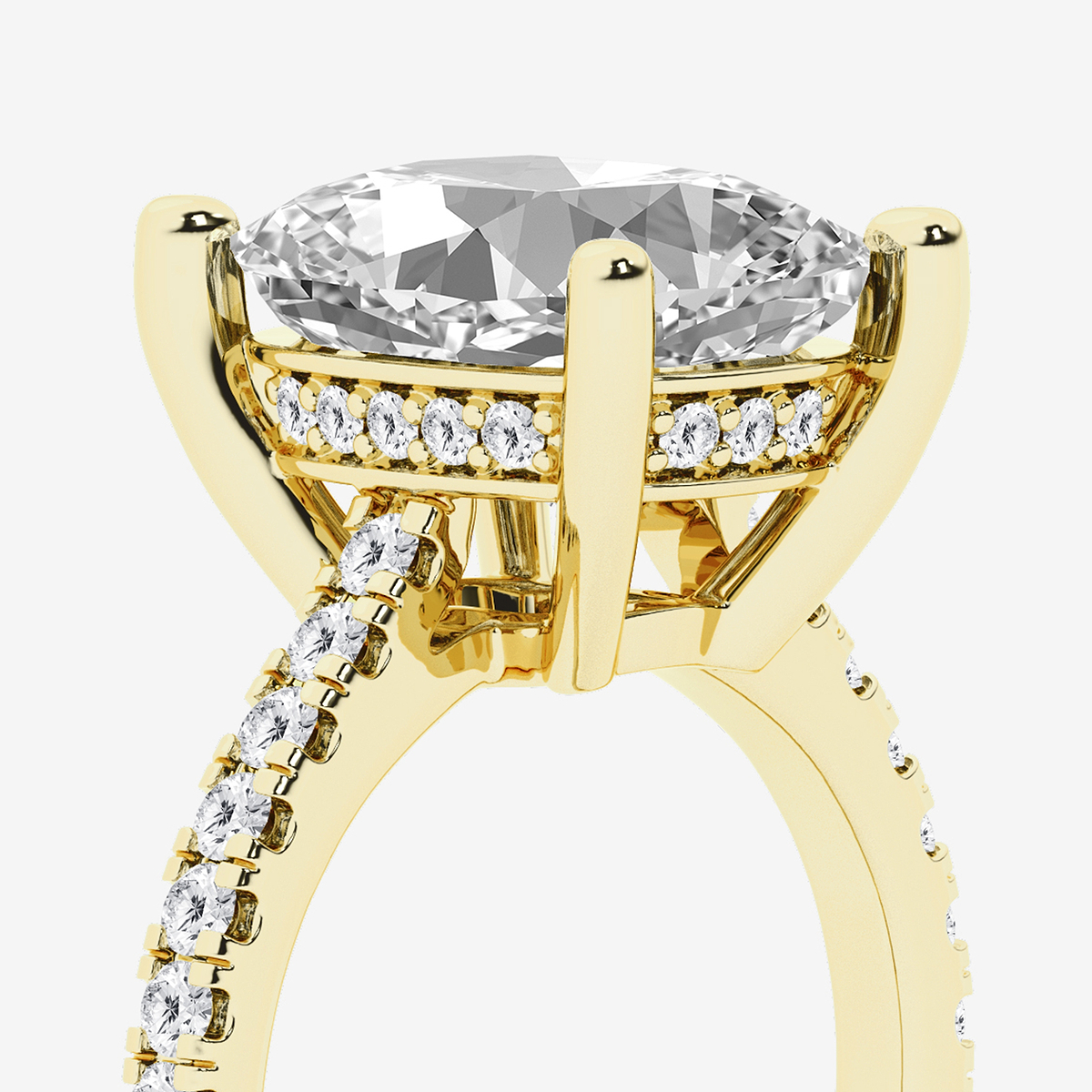 Additional Image 2 for  6 3/8 ctw Elongated Cushion Lab Grown Diamond Hidden Halo Engagement Ring
