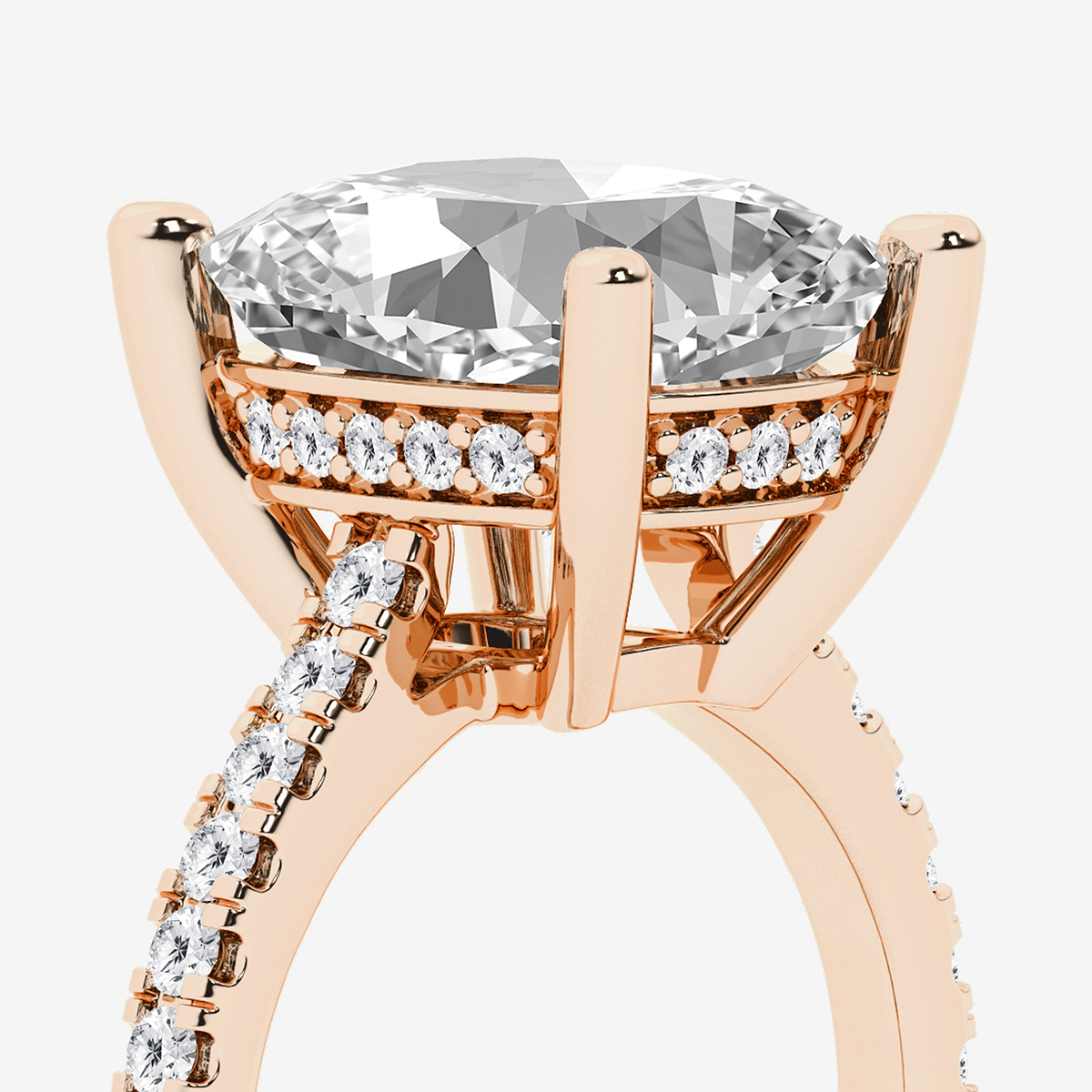 Additional Image 2 for  7 2/5 ctw Elongated Cushion Lab Grown Diamond Hidden Halo Engagement Ring