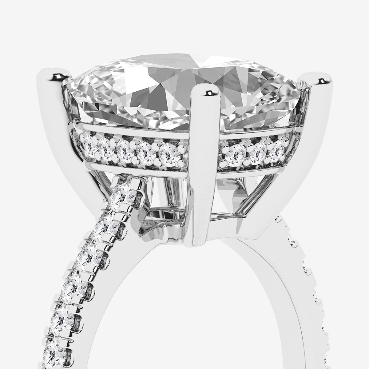 Additional Image 2 for  7 2/5 ctw Elongated Cushion Lab Grown Diamond Hidden Halo Engagement Ring