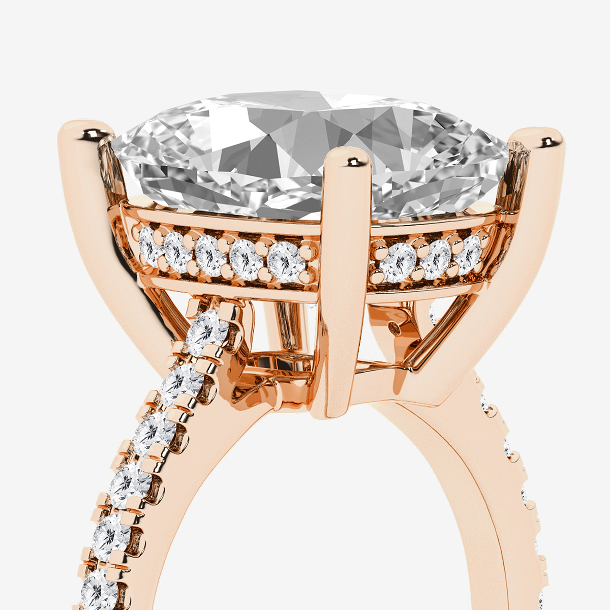 Additional Image 2 for  8 2/5 ctw Elongated Cushion Lab Grown Diamond Hidden Halo Engagement Ring