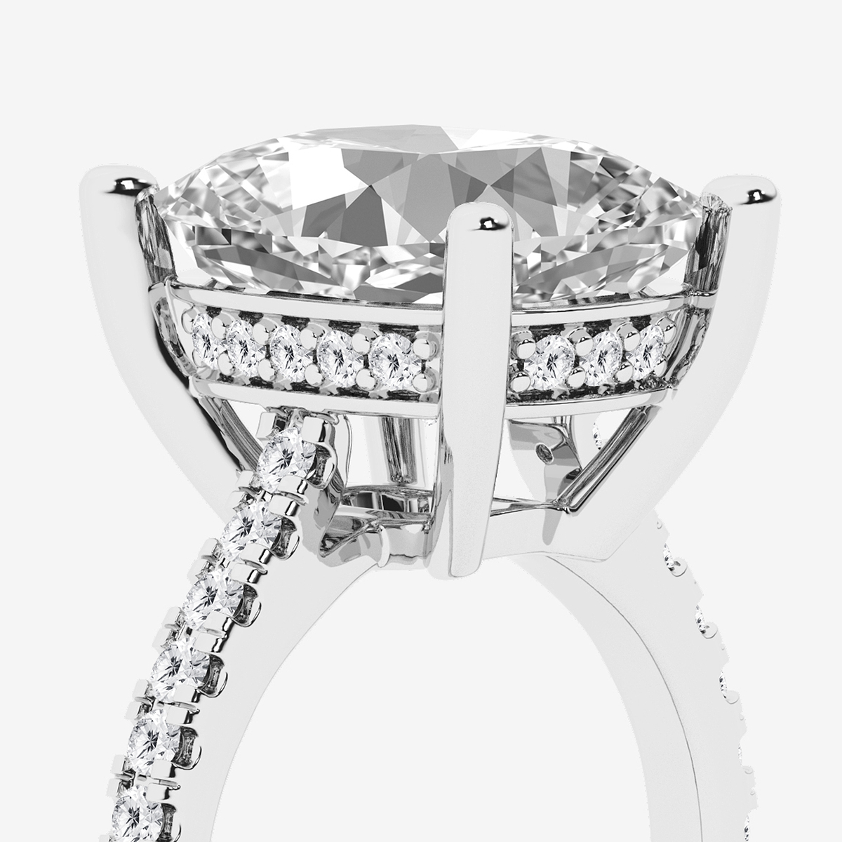 Additional Image 2 for  8 2/5 ctw Elongated Cushion Lab Grown Diamond Hidden Halo Engagement Ring