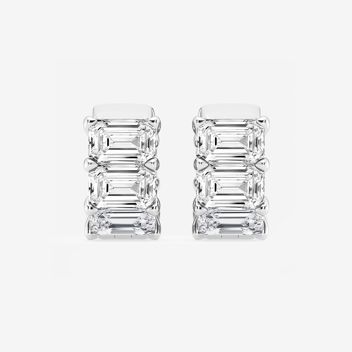 10 ctw Emerald Lab Grown Diamond Huggie Hoop Earrings