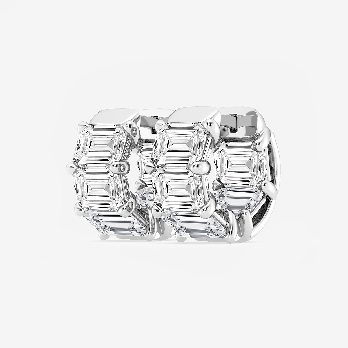 Additional Image 1 for  10 ctw Emerald Lab Grown Diamond Huggie Hoop Earrings