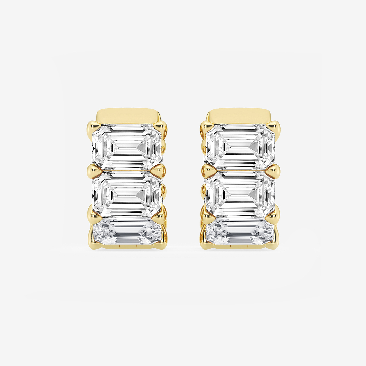 10 ctw Emerald Lab Grown Diamond Huggie Hoop Earrings