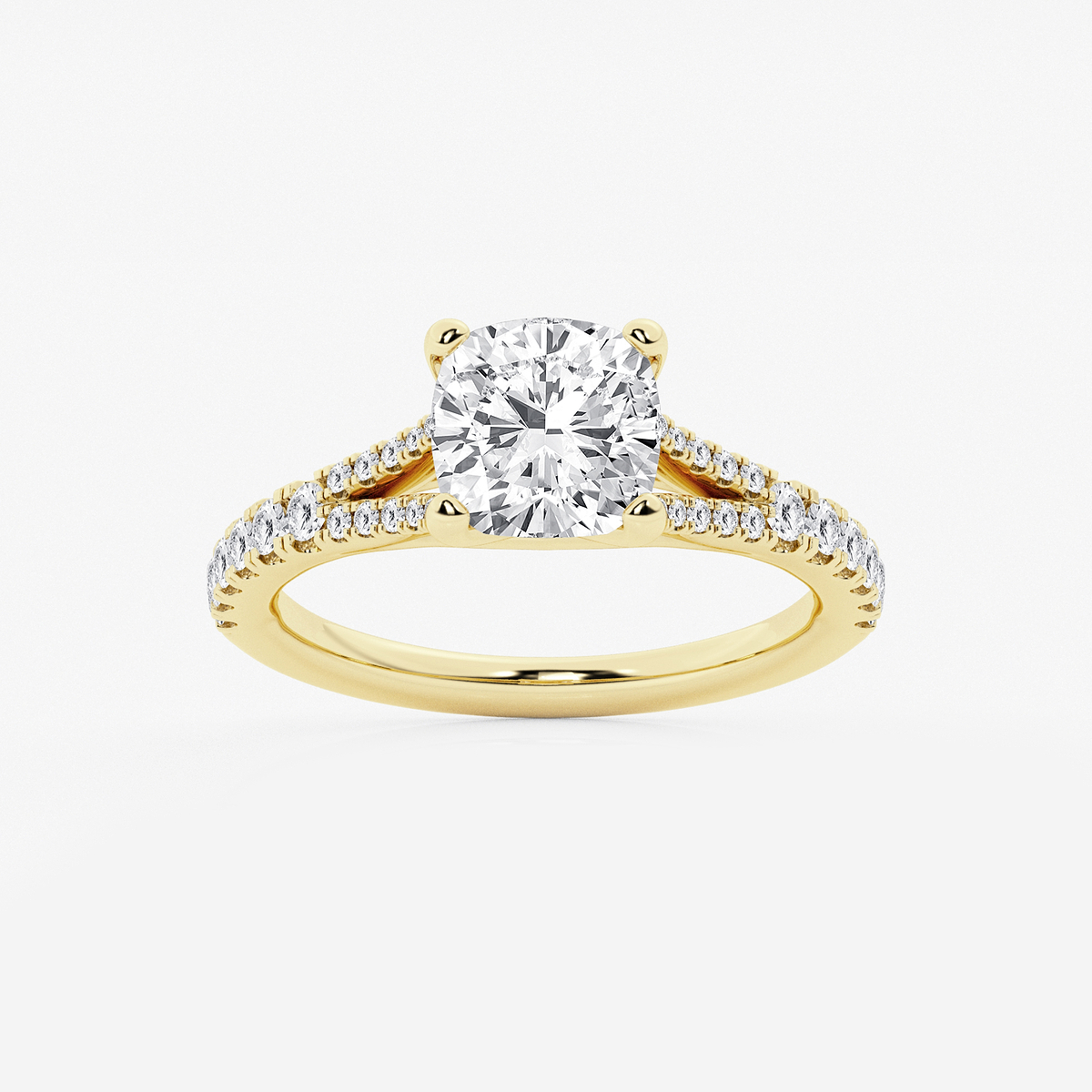 2 7/8 ctw Cushion Lab Grown Diamond Split Shank Engagement Ring