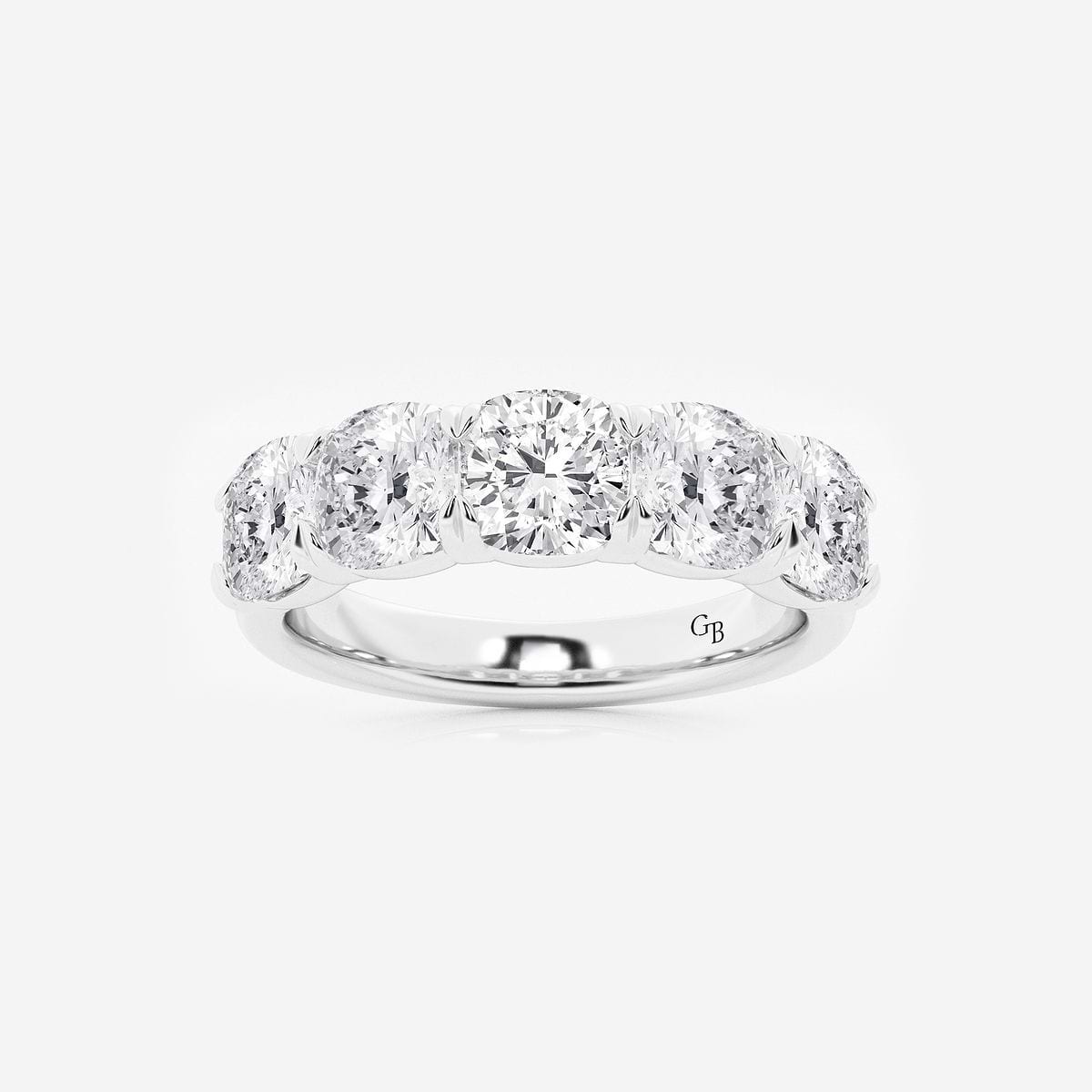 2 ctw Cushion Lab Grown Diamond Five-Stone Anniversary Band 14K White Gold, FG, VS2+