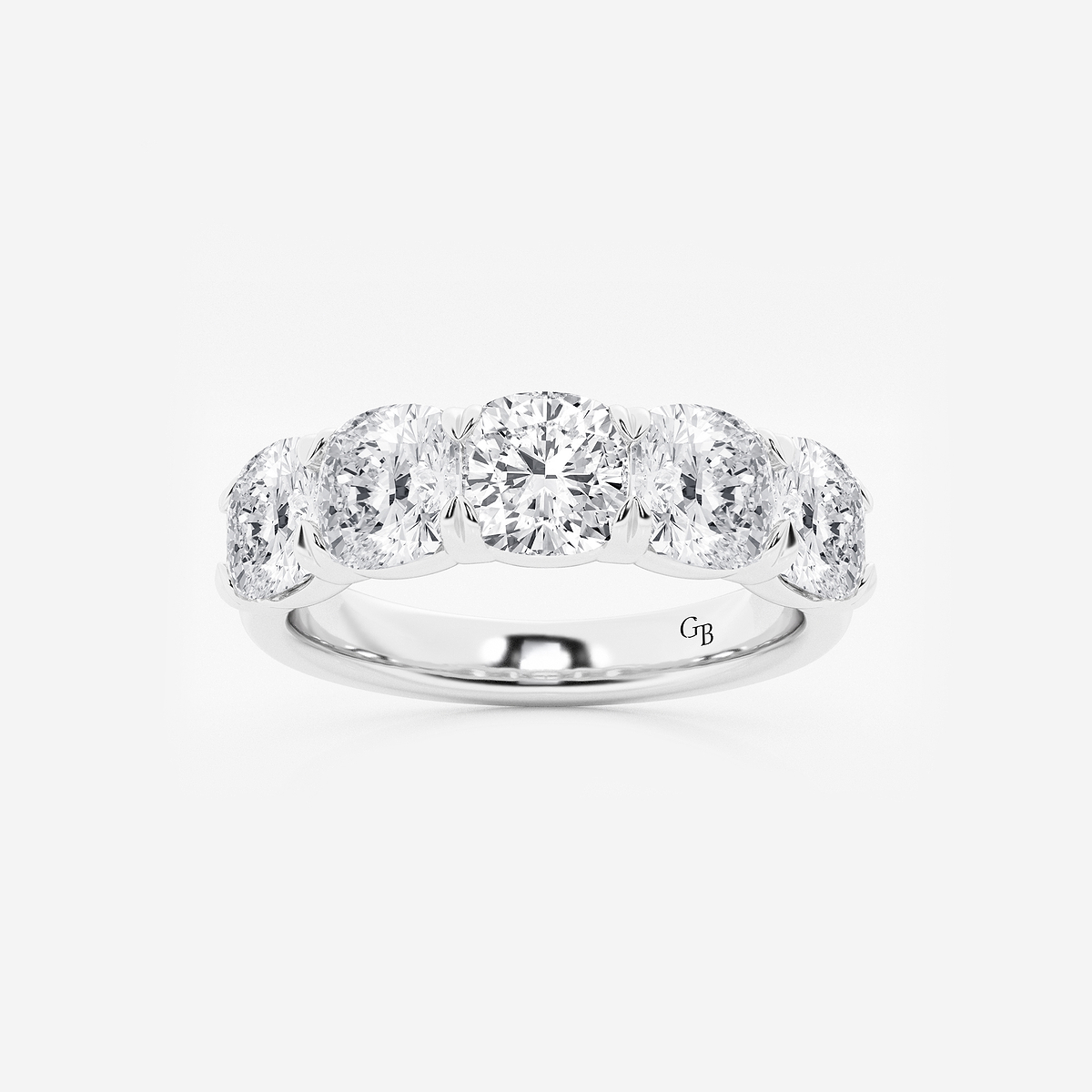 3 ctw Cushion Lab Grown Diamond Five-Stone Anniversary Band