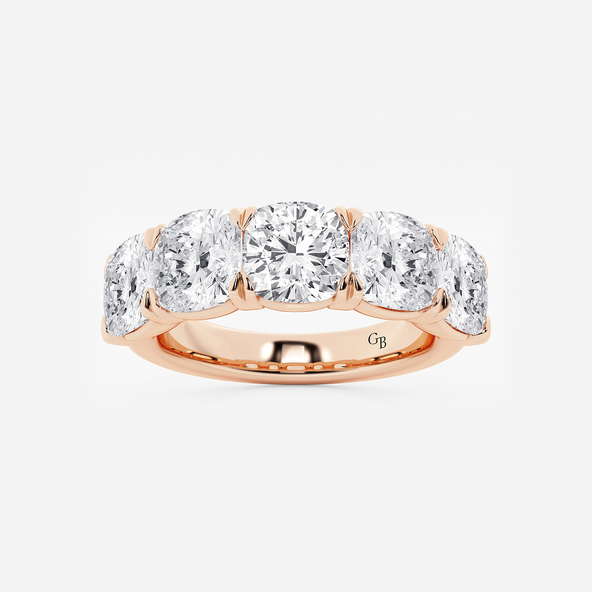 5 ctw Cushion Lab Grown Diamond Five-Stone Anniversary Band