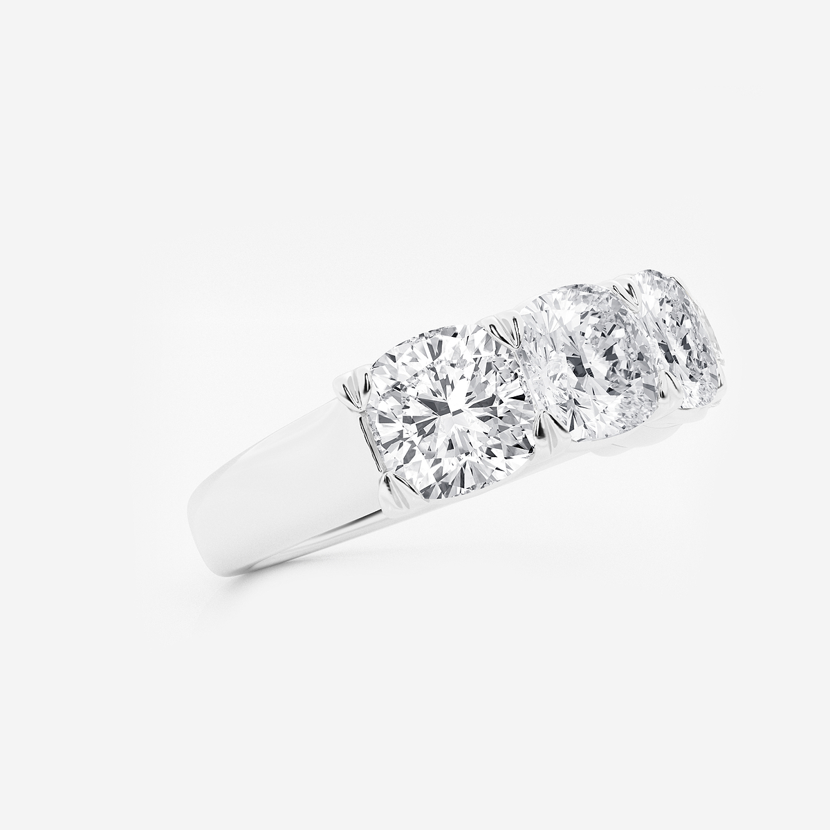 5 ctw Cushion Lab Grown Diamond Five-Stone Anniversary Band Platinum, E+, VS1+