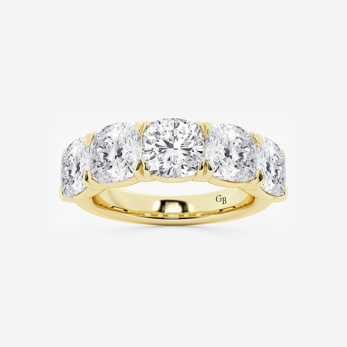 5 ctw Cushion Lab Grown Diamond Five-Stone Anniversary Band
