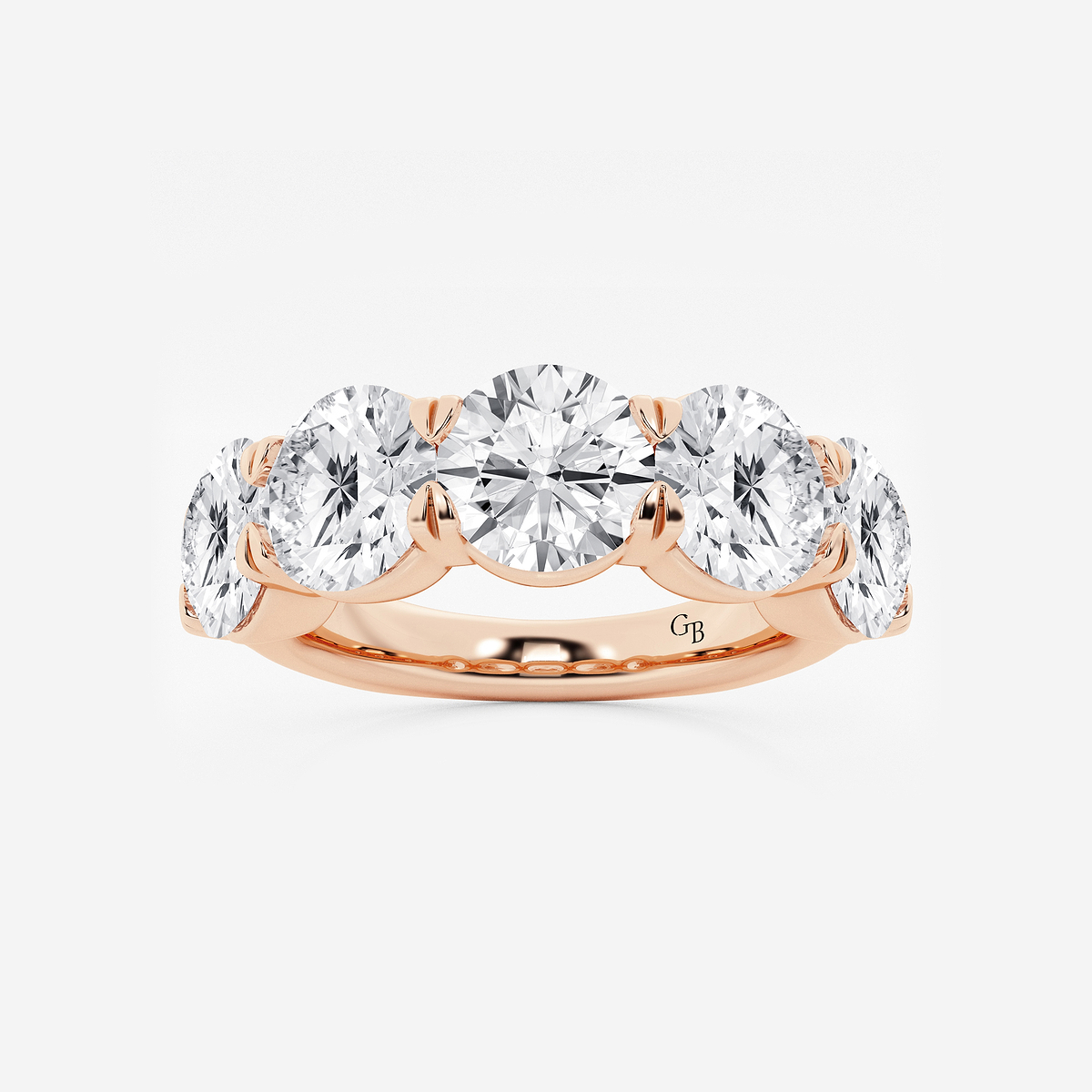 5 ctw Round Lab Grown Diamond Five-Stone Anniversary Band