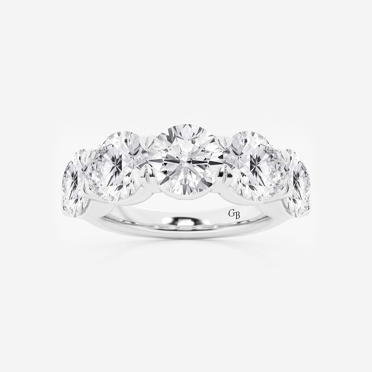 5 ctw Round Lab Grown Diamond Five-Stone Anniversary Band
