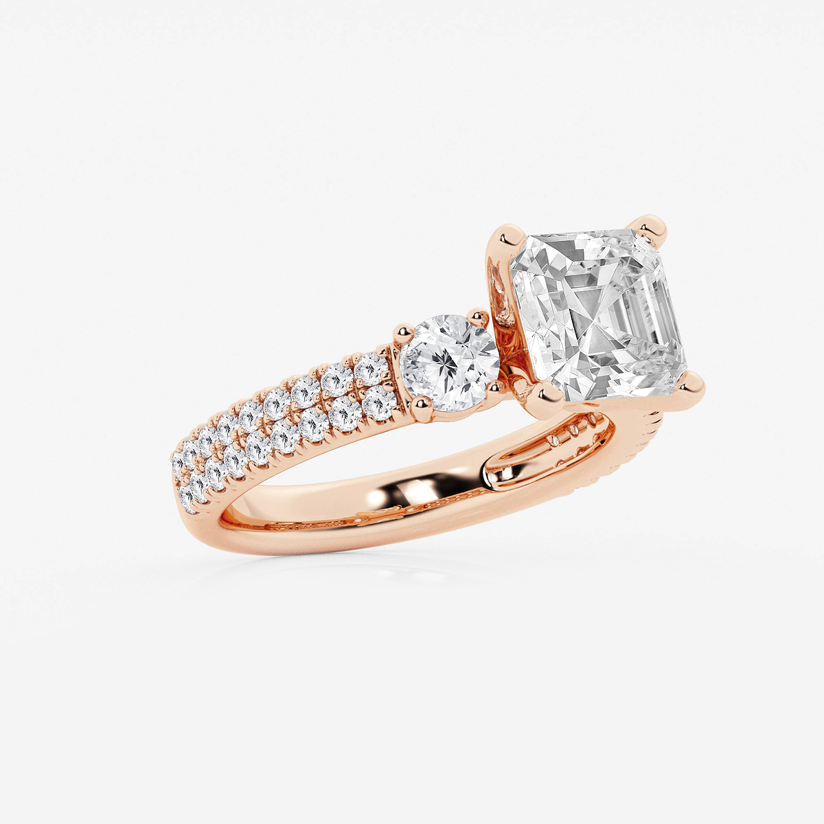 Additional Image 1 for  4 ctw Asscher Lab Grown Diamond Engagement Ring with Double Row Side Accents