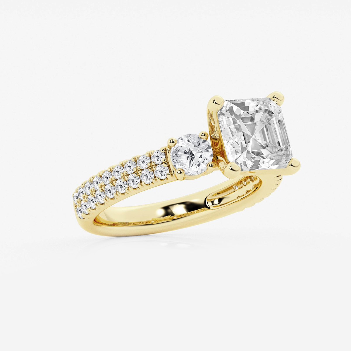 Additional Image 1 for  4 ctw Asscher Lab Grown Diamond Engagement Ring with Double Row Side Accents