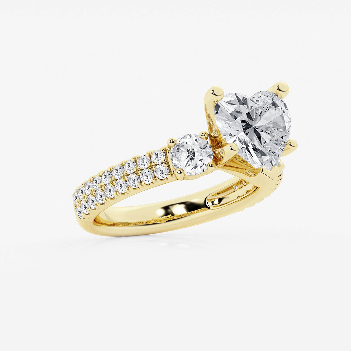Additional Image 1 for  4 ctw Heart Lab Grown Diamond Engagement Ring with Double Row Side Accents