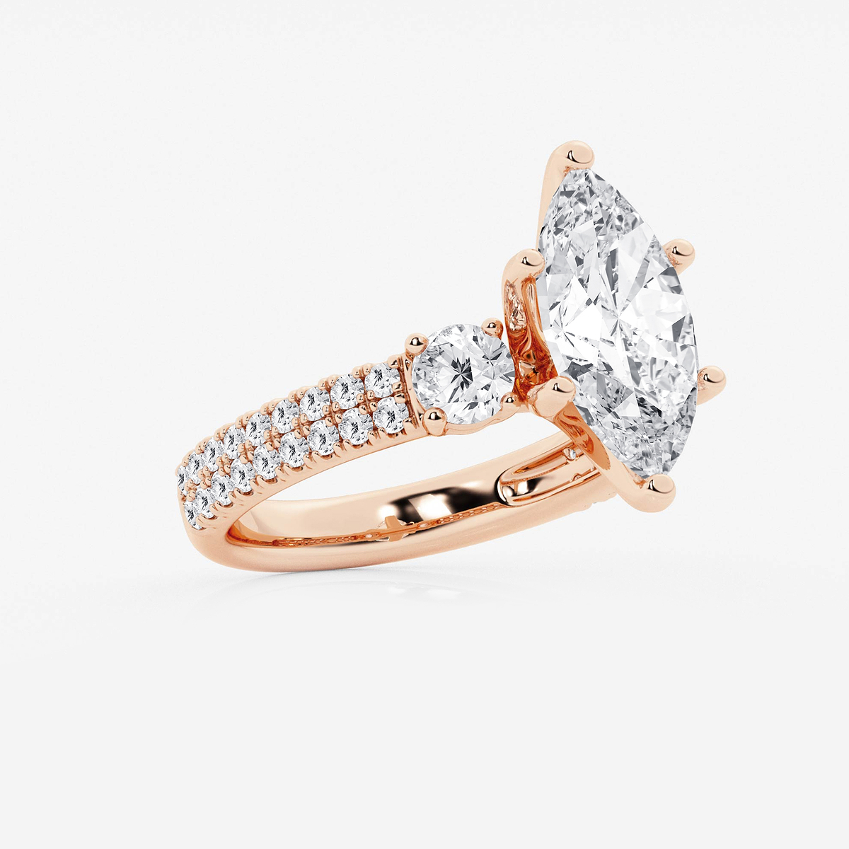 Additional Image 1 for  4 ctw Marquise Lab Grown Diamond Engagement Ring with Double Row Side Accents